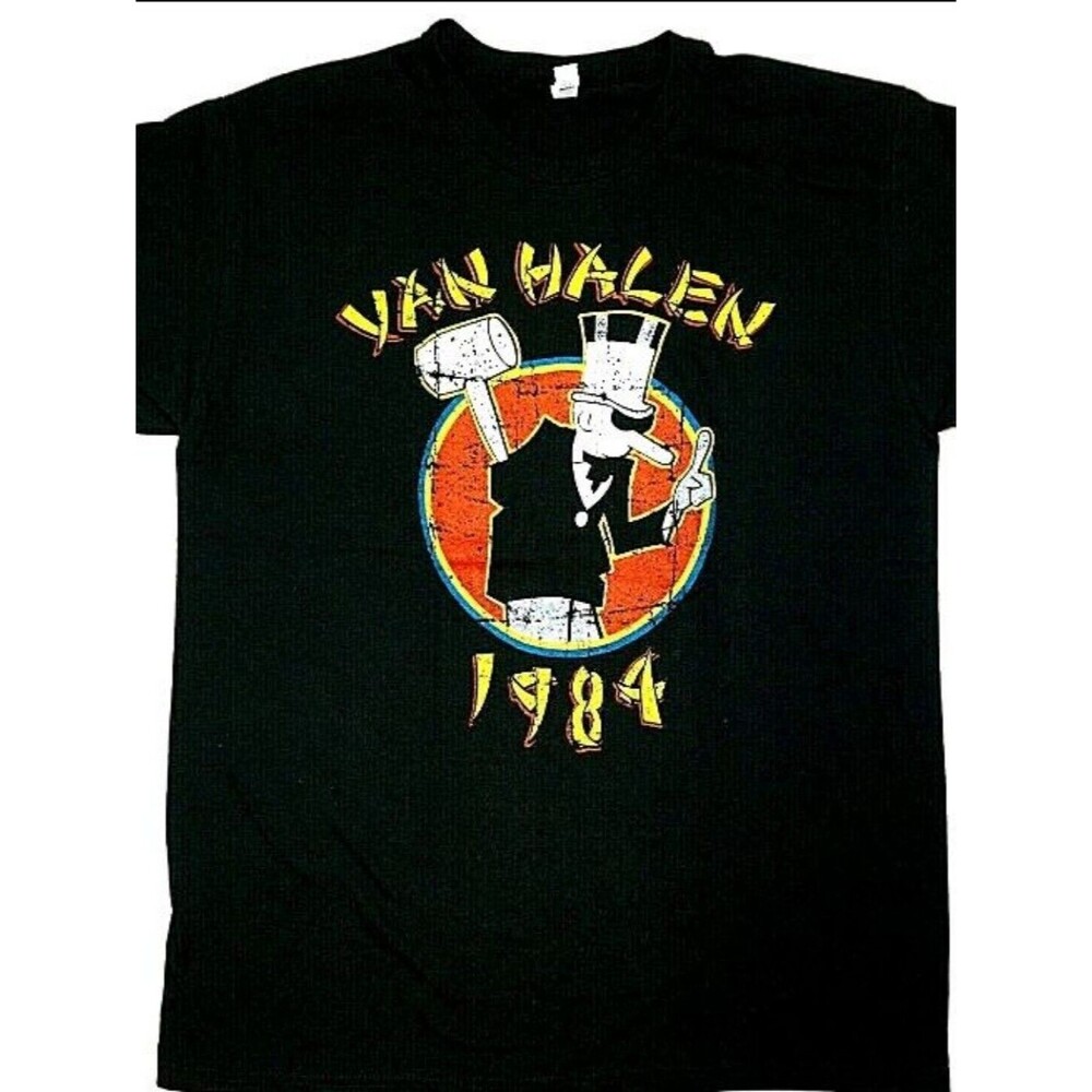 RARE VAN HALEN '1984' ROCK BAND ART SCREENPRINT COTTON TEE XL